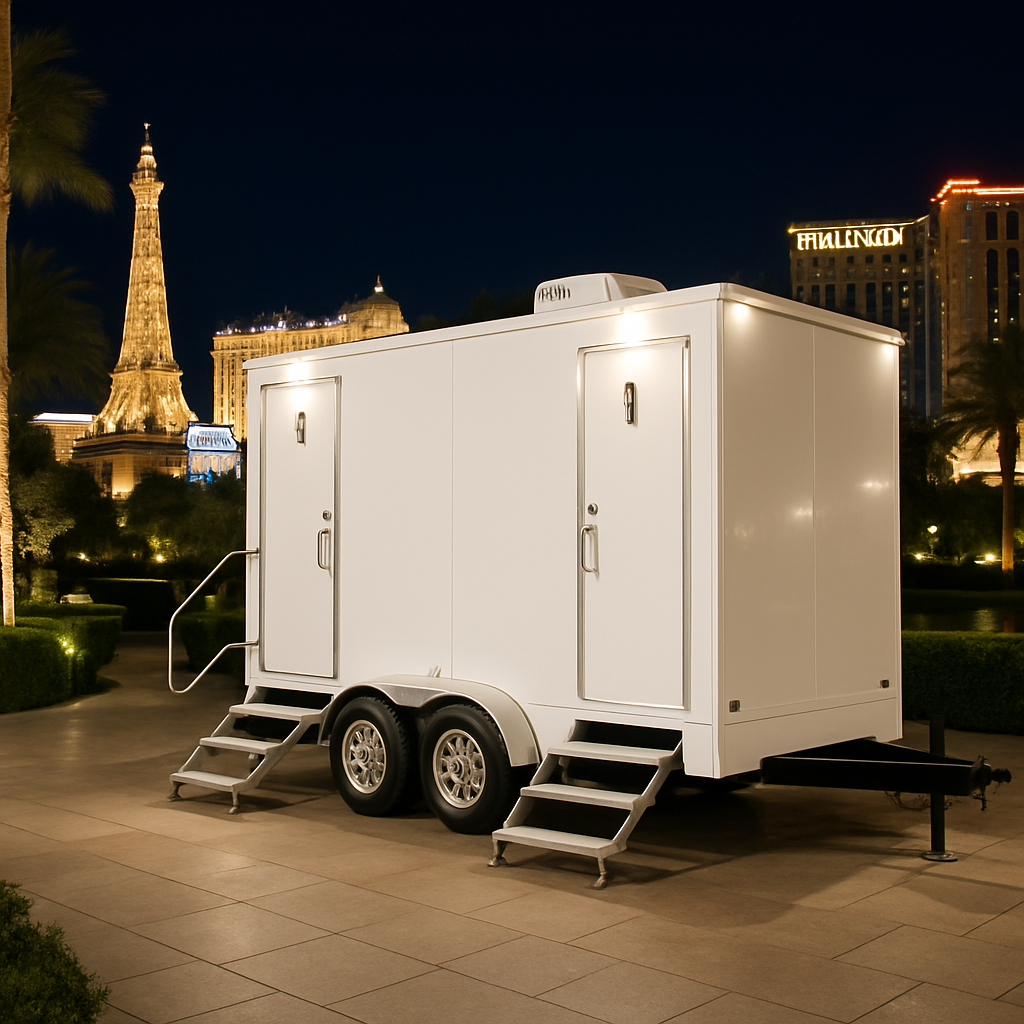 Luxury restroom trailer at Las Vegas Strip event